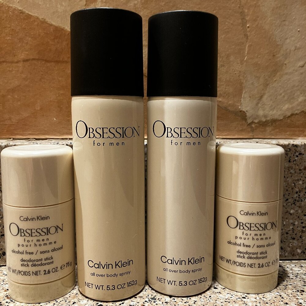 Calvin Klein Obsession 2 Stick Deodorants and 2 Body Spray's ! NEW